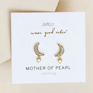 Jax Kelly Mother of Pearl Moon Drop Stud Earrings